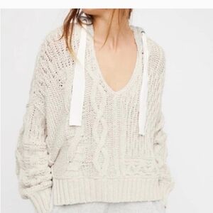 Free People Elan Tierra Cable Knit Hoodie Sweater